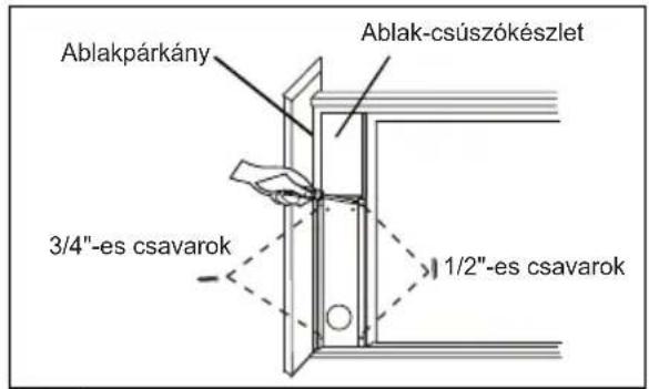 Ablakpárkány Ablak-csúszókészlet 3/4"-es csavarok 1/2"-es csavarok