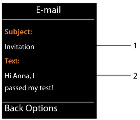 GIGASET N510 IP PR - Viewing the message header and text of an e-mail - 3