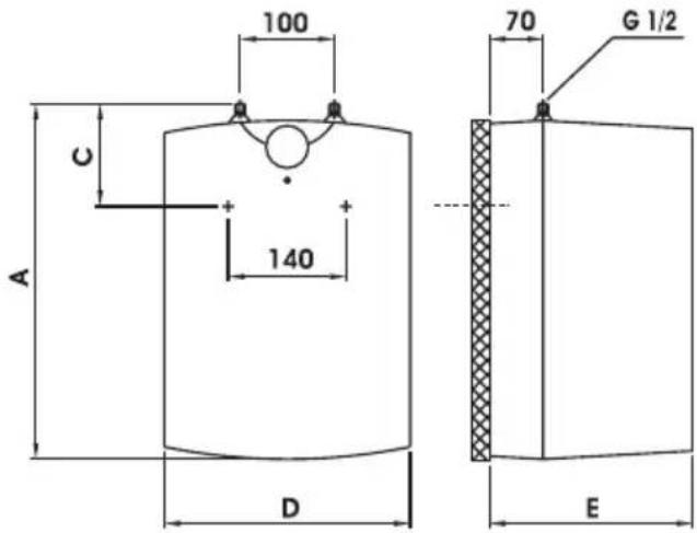100 C A 140 70 G 1/2 D E