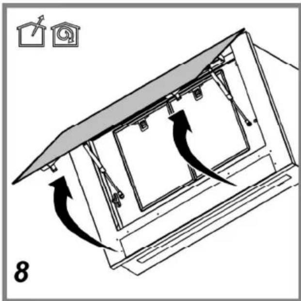 Diagram of a roof structure with directional arrows indicating rotation or movement (no text or symbols)
