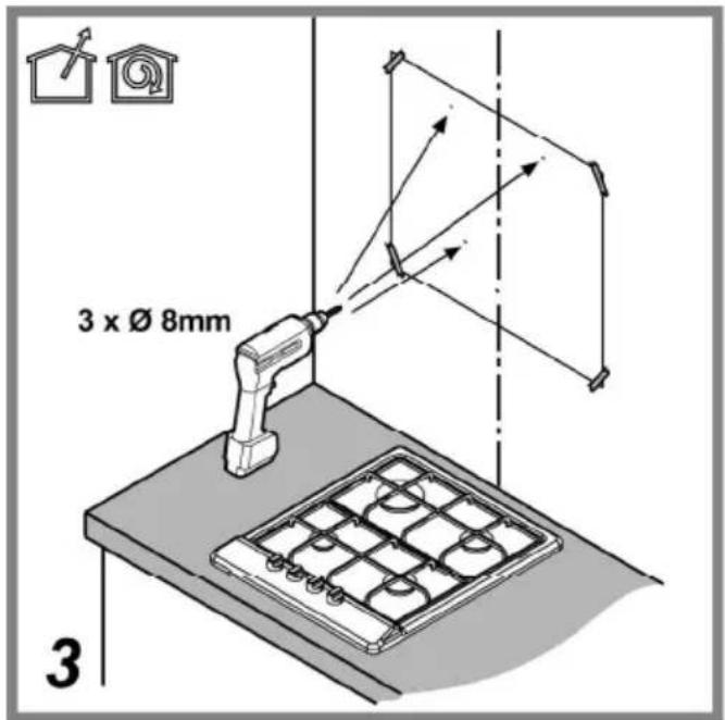 3 x Ø 8mm 3