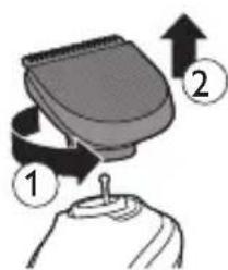 Diagram showing a device with labeled parts and directional arrows indicating motion or movement.