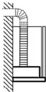Technical line drawing of a mechanical component with hatched areas and a curved pipe (no text or symbols)