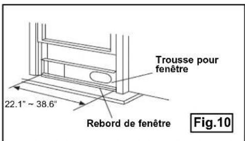 Trousse pour fenêtre. 22.1" ~ 38.6". Rebord de fenêtre. Fig.10