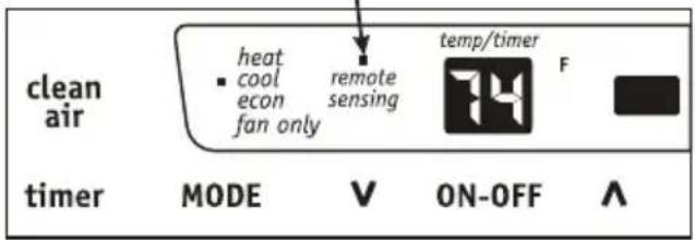 clean air heat cool ecoon fan only remote sensing temp/timer F timer MODE V ON-OFF A