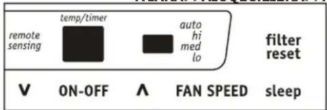 remote sensing temp/timer auto hi med lo filter reset V ON-OFF ∧ FAN SPEED sleep
