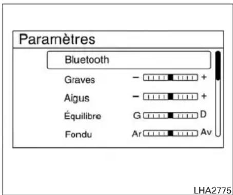 Paramètres Bluetooth Graves - + Aigus - + Équilibre G D Fondu Ar Av LHA2775