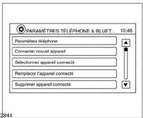 PARAMÈTRES TÉLÉPHONE & BLUET... 10:46 Paramètres téléphone Connector nouvel appareil Sélectionner appareil connecté Remplacer l'appareil connecté Supprimer appareil connecté