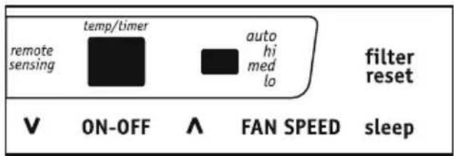 remote sensing temp/timer auto hi med lo filter reset V ON-OFF ∧ FAN SPEED sleep