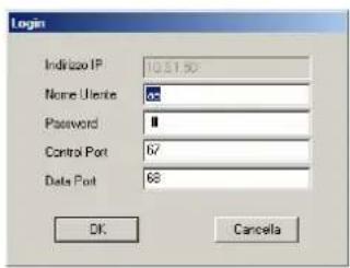 Login Indicipo IP 10.51.50 None UIente Password Control Port 67 Data Port 68 OK Cancela