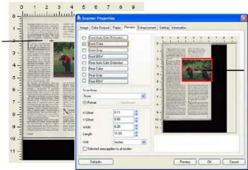 Scanner Properties Image Color Dropout Paper Preview Enhancement Setting Information Front Auto Color Detachment Front Color Front Group Front BSW Pears Auto Color Detachment Pears Color Pears Gray Pears BSW Scan Area None Portrait Landscape X-Offset 0.11 Y-Offset 0.00 Width 8.26 Length 11.53 Unit I…