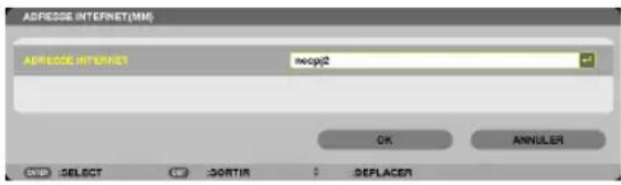 ADJESSEE INTERNET(MM) ADJESSEE INTERNET mecop02 OK ANNULER CHIP: SELECT SORTIN DEPLACER