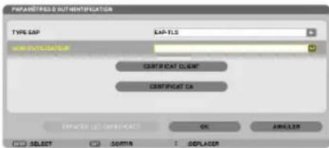 PARAMETER# Authentication TYPE GAP CAP-TLS NOMOCOLATION CERTIFICATE CLIENT CERTIFICATE CA OFFICE US CERTIFICATE OK AMPLACER SELECT COMPR DEPLACER