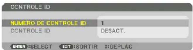 CONTROLE ID NUMERO DE CONTROLE ID 1 CONTROLE ID DESACT. ENTER: SELECT EXIT: SORTIR $:DEPLAC