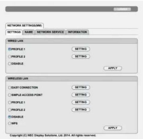 NEC PA671W - PARAMETRES RESEAU (Modèles MM) - 1