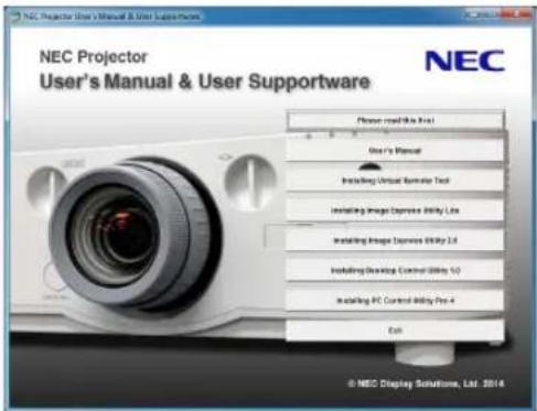 NEC PA671W - Insérez le CD-ROM NEC Projector fourni dans votre lecteur de CD-ROM. - 1