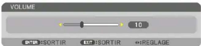 VOLUME 10 ENTER :SORTIR EXIT :SORTIR ↔:REGLAGE