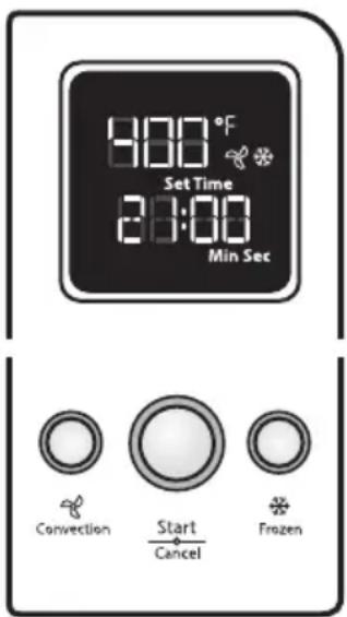 8:00 °F Set Time 23:00 Min Sec Convection Start Cancel Frozen
