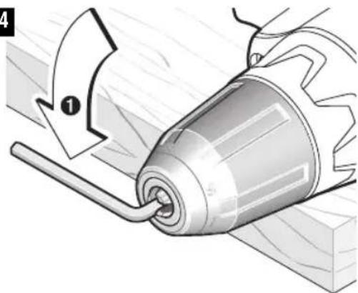 Illustration of a hand operating a lathe machine with a tool, showing mechanical components and motion direction (no text or symbols).
