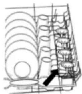 Technical line drawing of a mechanical assembly with layered components and a black arrow indicating direction.