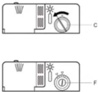 Diagram showing two labeled electrical control panel configurations with icons for power, switches, and a compass.