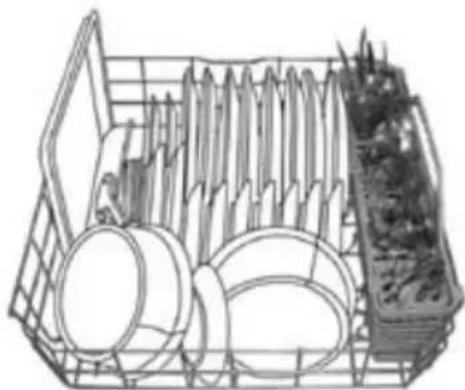 Line drawing of a basket containing various kitchen utensils and containers (no text or symbols).