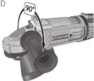 DEWALT DWE4559N - Rotación de la caja de engranajes (Fig. D) - 1
