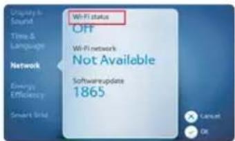 Wi-Fi status Off Wi-Fi network Not Available Software-update 1865