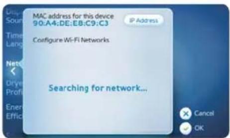 MAC address for this device 90:A4:DE:E8:C9:C3 IP Address Configure Wi-Fi Networks Searching for network...