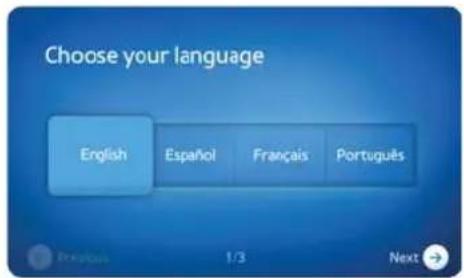 Choose your language English Español Français Português 1/3 Next →