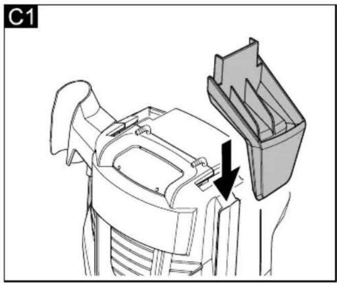 Technical line drawing of a mechanical component with an arrow indicating a process or assembly (no text or symbols present)