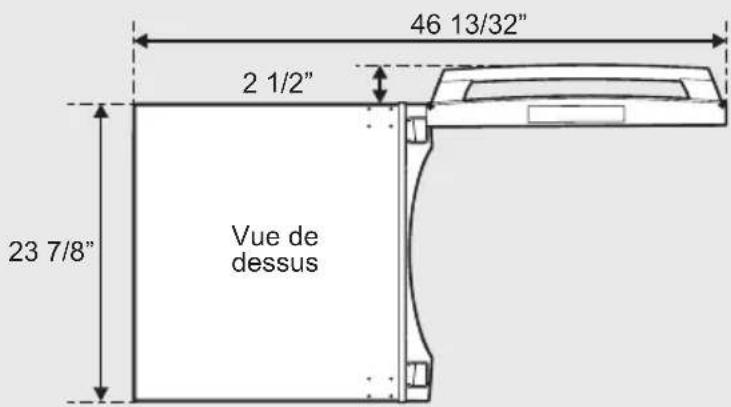 46 13/32" 2 1/2" Vue de dessus 23 7/8"