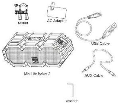 Mount AC Adapter USB Cable Mini LifeJacket 2 AUX Cable wrench