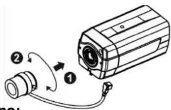 Diagram showing a camera module with labeled parts and directional arrows indicating motion or signal flow.