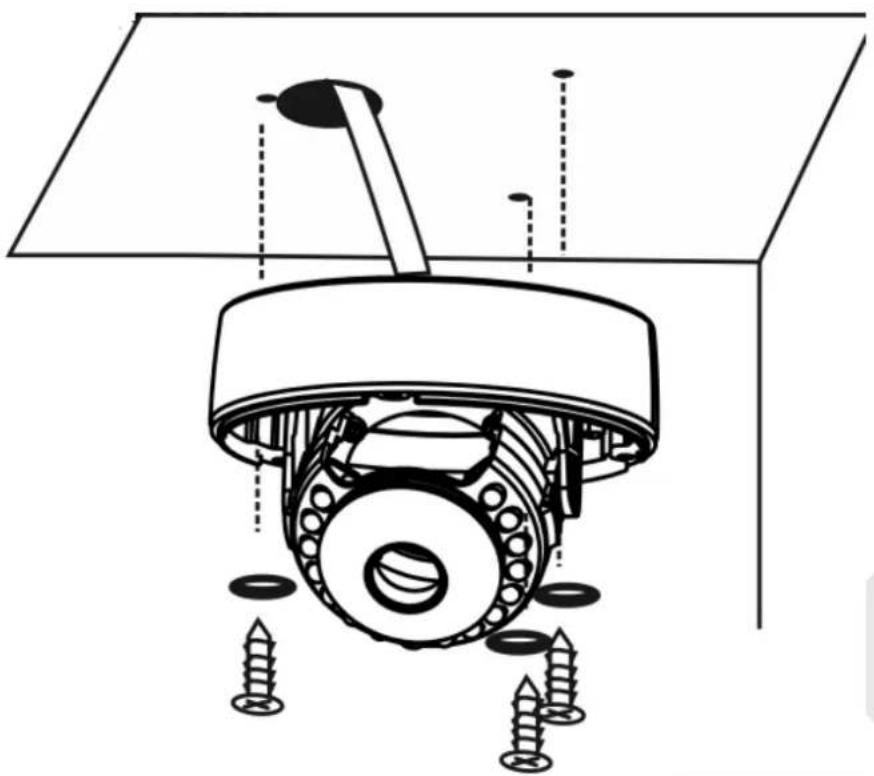 Technical diagram of a mechanical assembly with gears and screw holes (no text or labels)