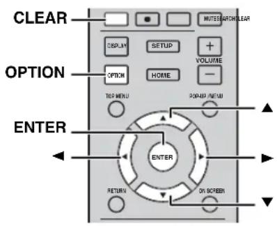 CLEAR OPTION ENTER ENTER RETURN OUTSCHEE MUTTERARCH CLEAR DISPLAY SETUP VOLUME HOME TOP MENU POPUL MENU