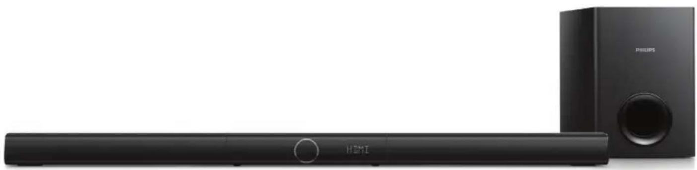 Black home audio streaming device with a speaker and screen, no visible text or symbols on the device body