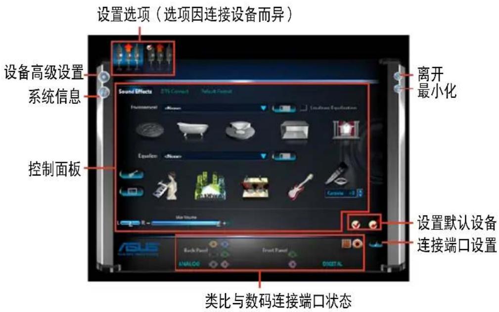 设置选项(选项因连接设备而异) 设备高级设置 系统信息 离开 最小化 控制面板 类比与数码连接端口状态 设备默认设备 连接端口设置