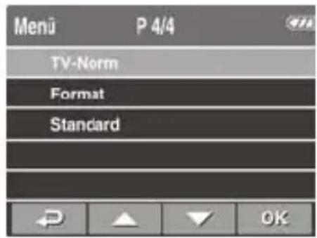 Menu P 4/4 TV-Norm Format Standard OK