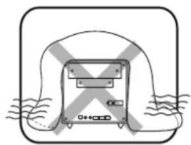 Simple line drawing of a device with a cross symbol inside, surrounded by waves.
