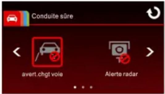 Conduite sûre avert.chgt voie Alerte radar