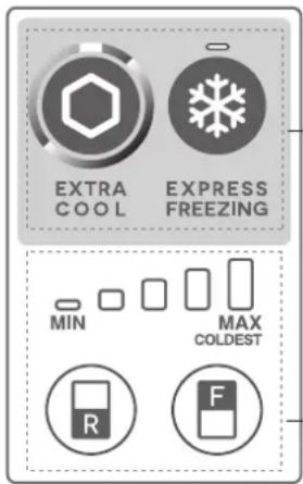 EXTRA COOL EXPRESS FREEZING MIN MAX COLDEST R F