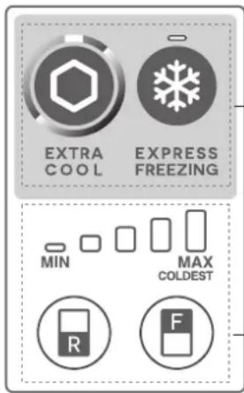 EXTRA COOL EXPRESS FREEZING MIN MAX COLDEST R F