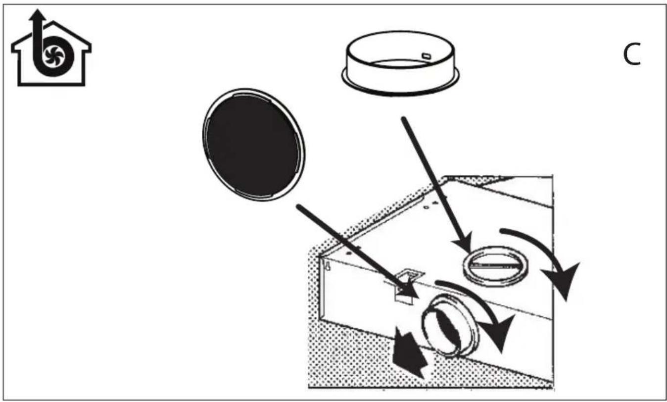 Diagram illustrating airflow or ventilation process with labeled components and directional arrows