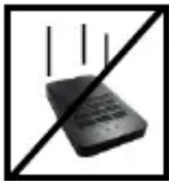 Black wireless router icon with diagonal line indicating prohibition (no text or symbols)