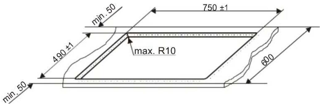 min.50 750 ±1 490 ±1 max. R10 600 min.50