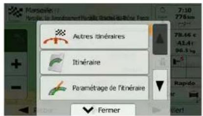 Autres itinéraires Itinéraire Paramétrage de l'itinéraire Fermer