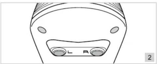 Simple line drawing of a smiling face with circular buttons labeled 'L' and 'R' (no text or symbols beyond labels)