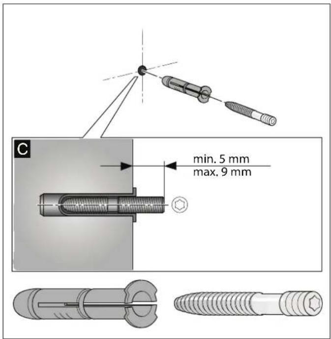C min. 5 mm max. 9 mm