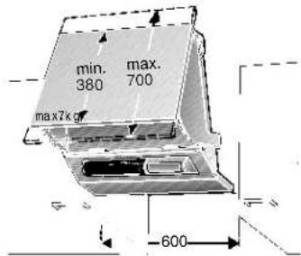 min. 380 max. 700 max7kg 600
